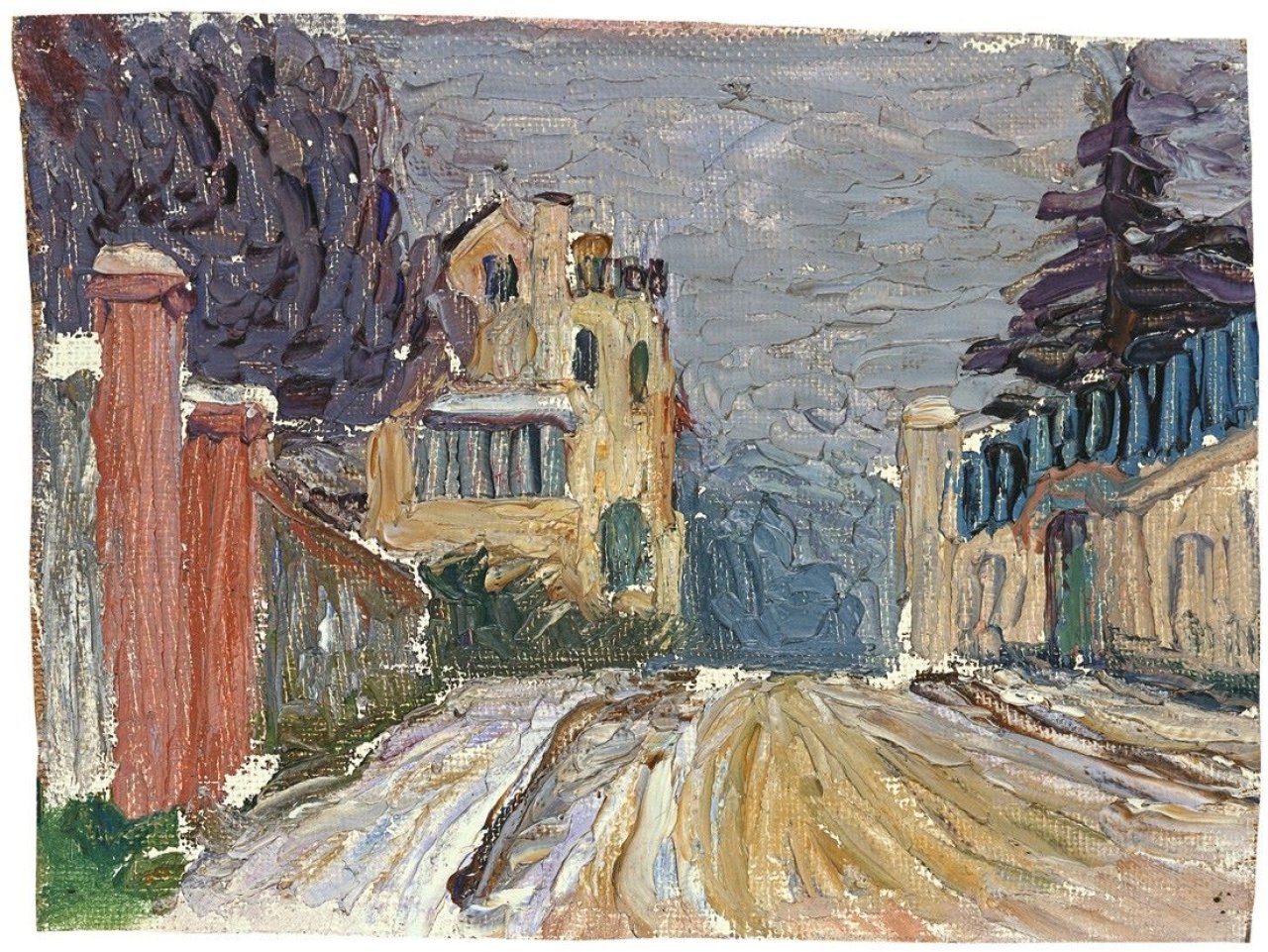 Auf diesem Bild ist das folgende Kunstwerk zu sehen: Gabriele Münter. Straße in Sèvres. 1906/07.