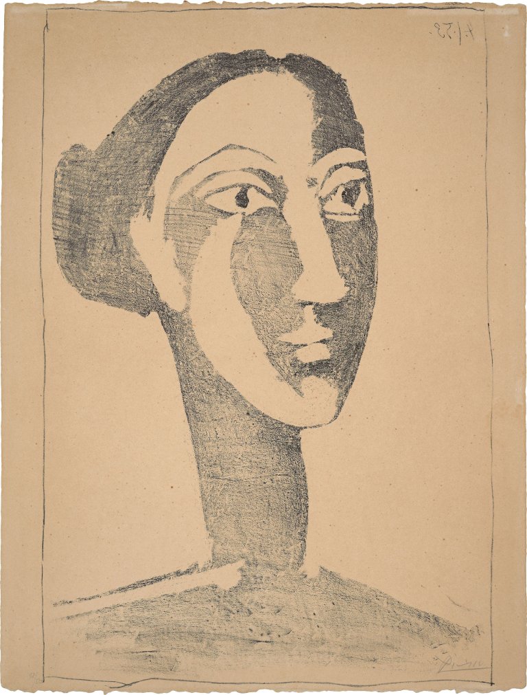 Auf diesem Bild ist das folgende Kunstwerk zu sehen: Pablo Picasso. „Tete de femme au chignon“. 1953.