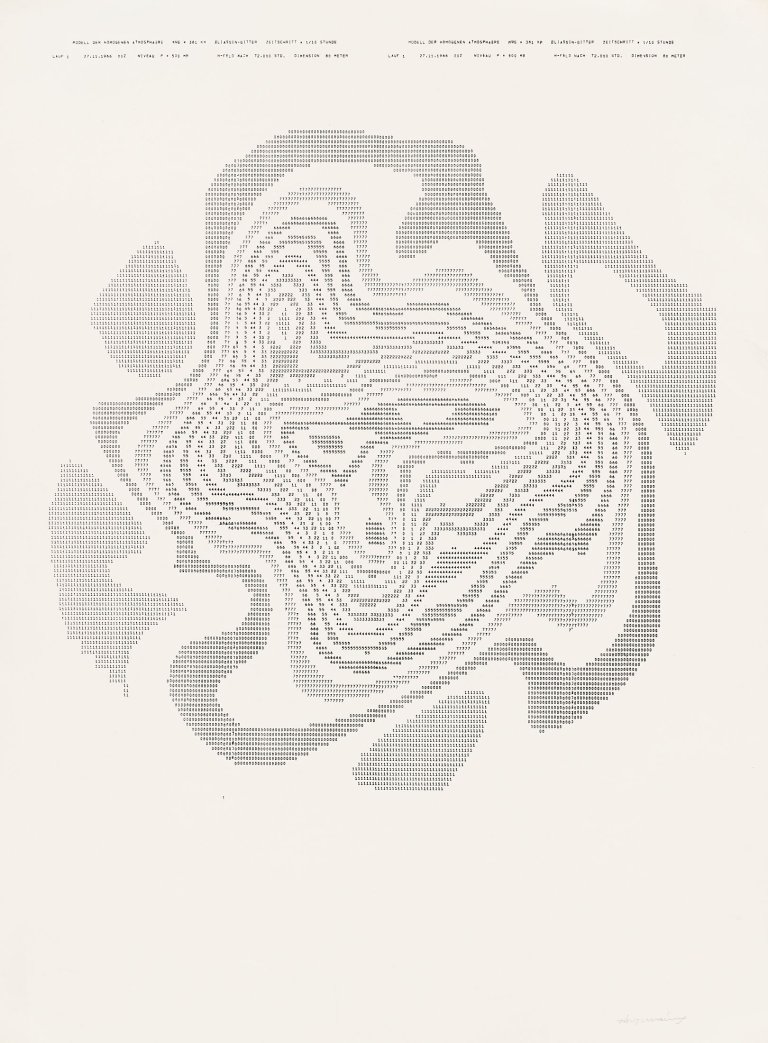 Auf diesem Bild ist das folgende Kunstwerk zu sehen: Timm Ulrichs. „Computer-Wetterkarte (Modell der homogenen Atmosphäre)“. 1961/1970.