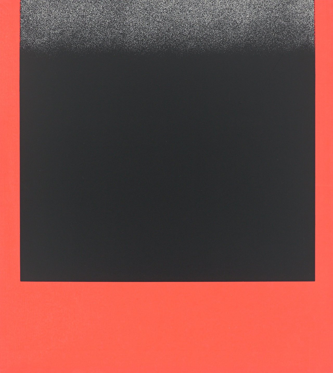 Auf diesem Bild ist das folgende Kunstwerk zu sehen: Rupprecht Geiger. „Schwarz auf rot“. 1968.