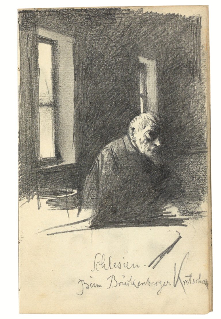 Auf diesem Bild ist das folgende Kunstwerk zu sehen: Franz Skarbina. 2 Skizzenbücher. 1871 u. 1872.