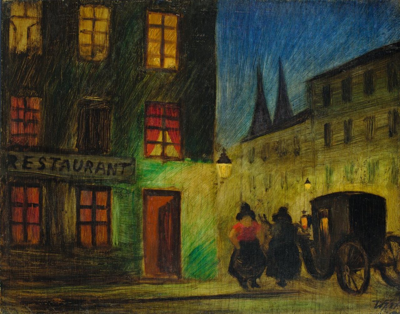 Auf diesem Bild ist das folgende Kunstwerk zu sehen: Werner Heldt. „Alt-Berlin mit Kutsche“. 1927.