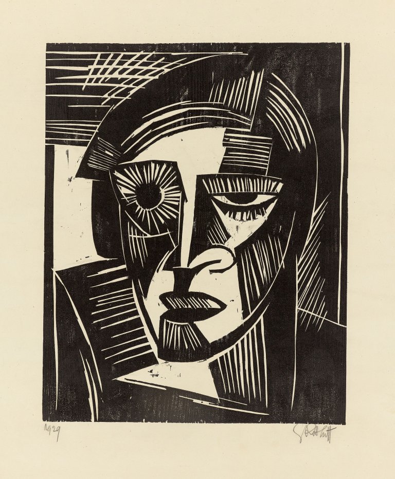 Auf diesem Bild ist das folgende Kunstwerk zu sehen: Karl Schmidt-Rottluff. „Kopf“. 1919.
