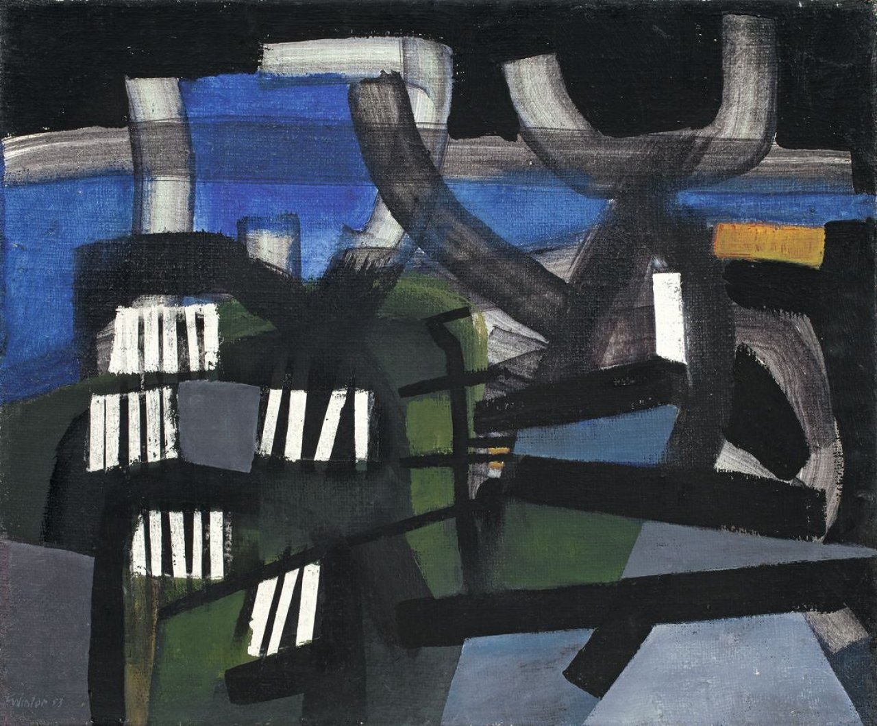 Auf diesem Bild ist das folgende Kunstwerk zu sehen: Fritz Winter. „Leuchtendes Weiß“. 1953.