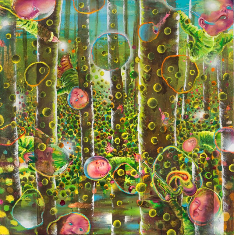 Auf diesem Bild ist das folgende Kunstwerk zu sehen: Armin Boehm. „Paintball grün“. 2001.