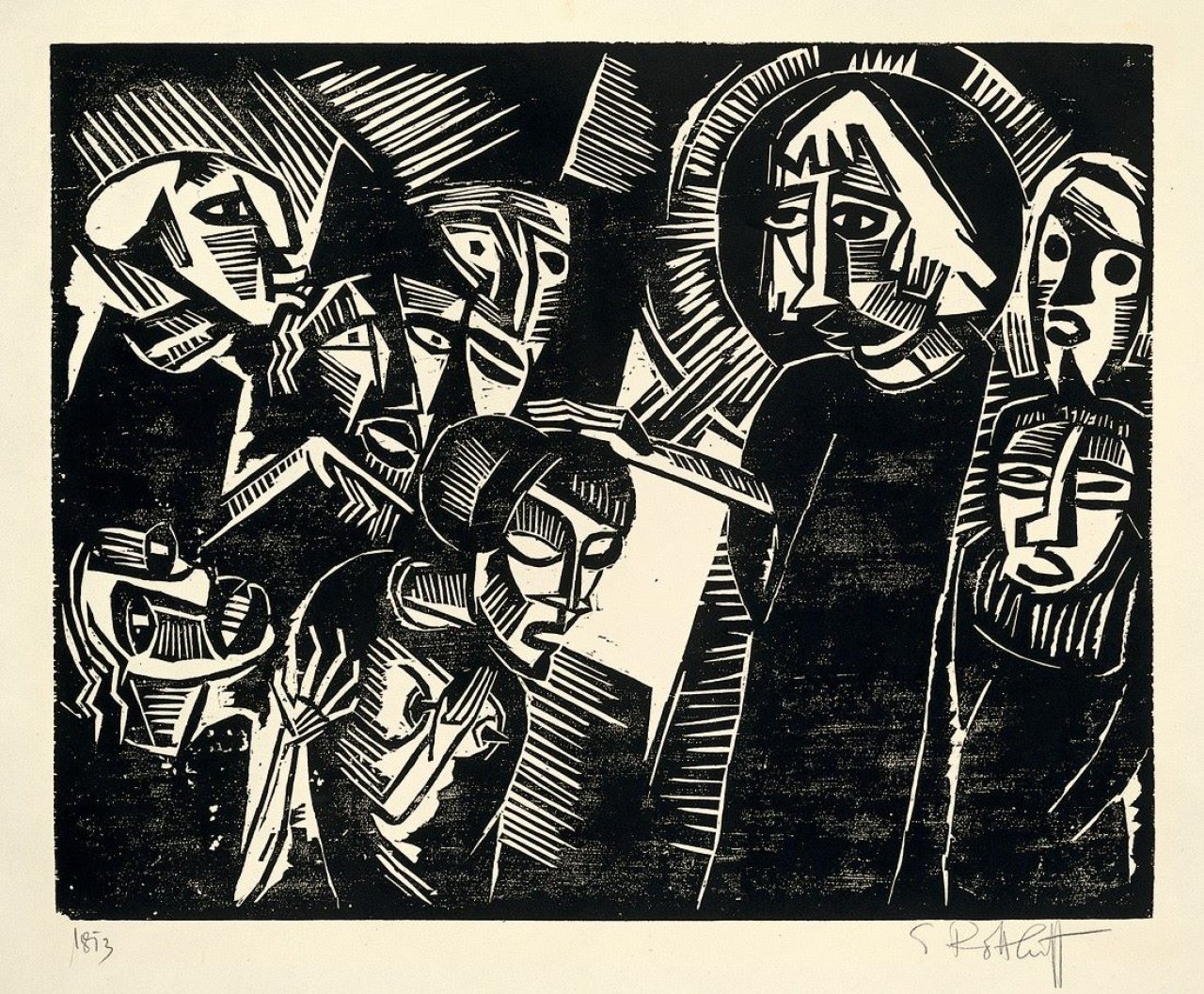 Auf diesem Bild ist das folgende Kunstwerk zu sehen: Karl Schmidt-Rottluff. „Christus und die Ehebrecherin“. 1918.