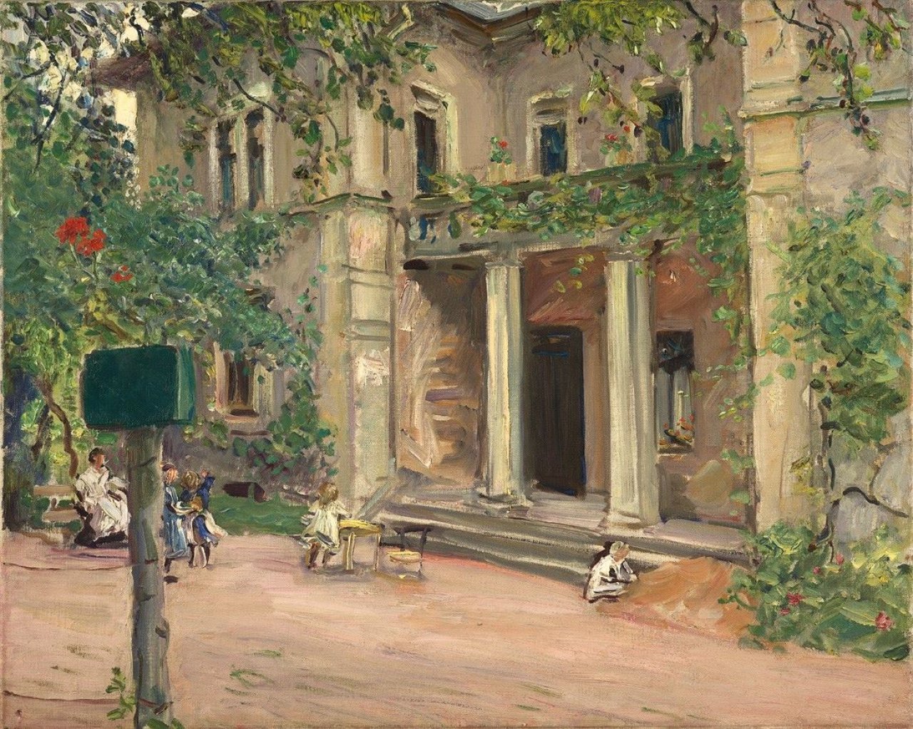 This picture shows the following artwork: Max Slevogt. Landhaus in Godramstein mit Kindern. 1910.