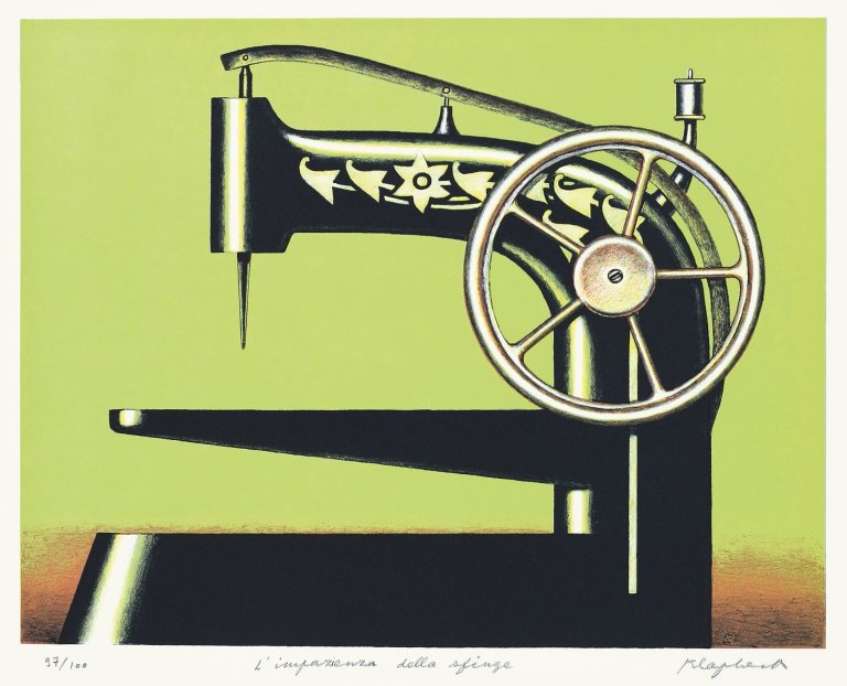 This picture shows the following artwork: Konrad Klapheck. „Die Ungeduld der Sphinx“ („L'Impazienza della sfinge“}. 1998.