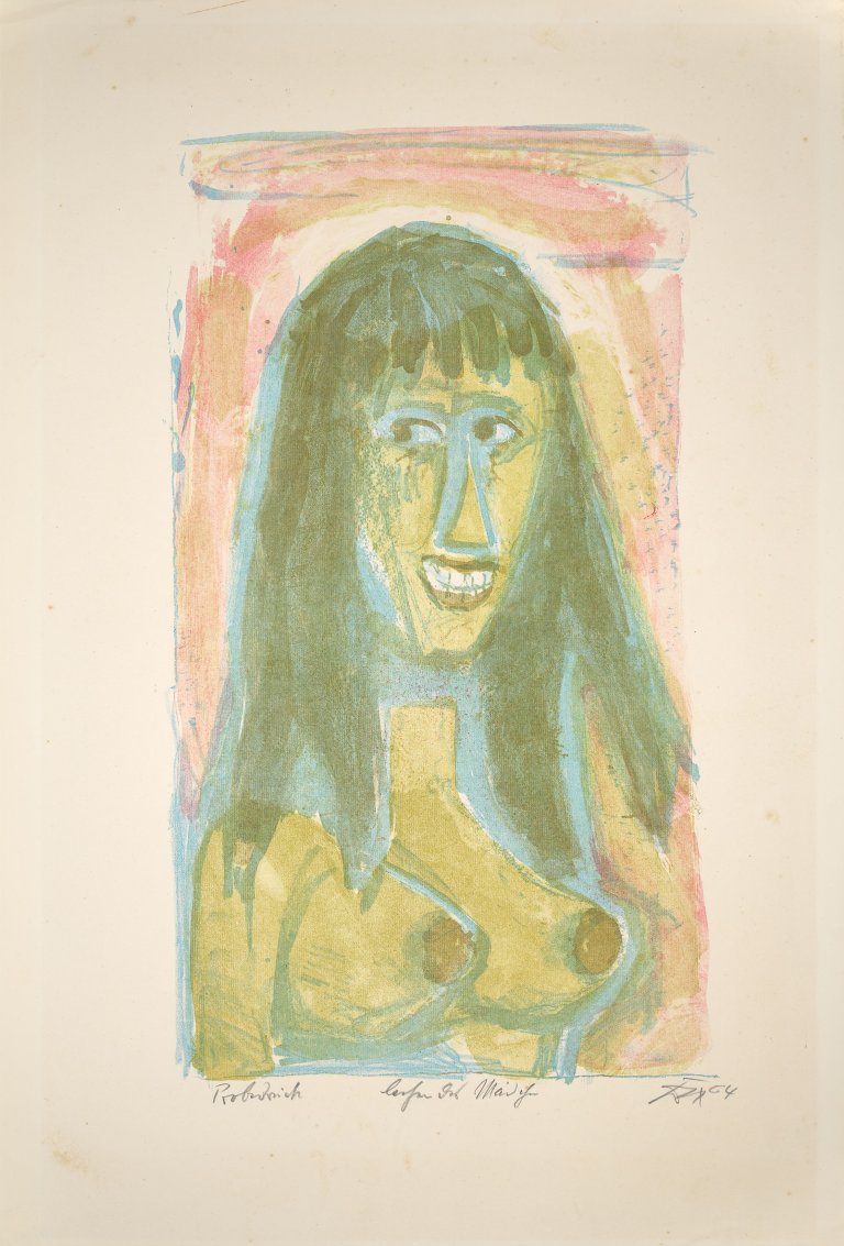 Auf diesem Bild ist das folgende Kunstwerk zu sehen: Otto Dix. „Lachendes Mädchen“. 1964.
