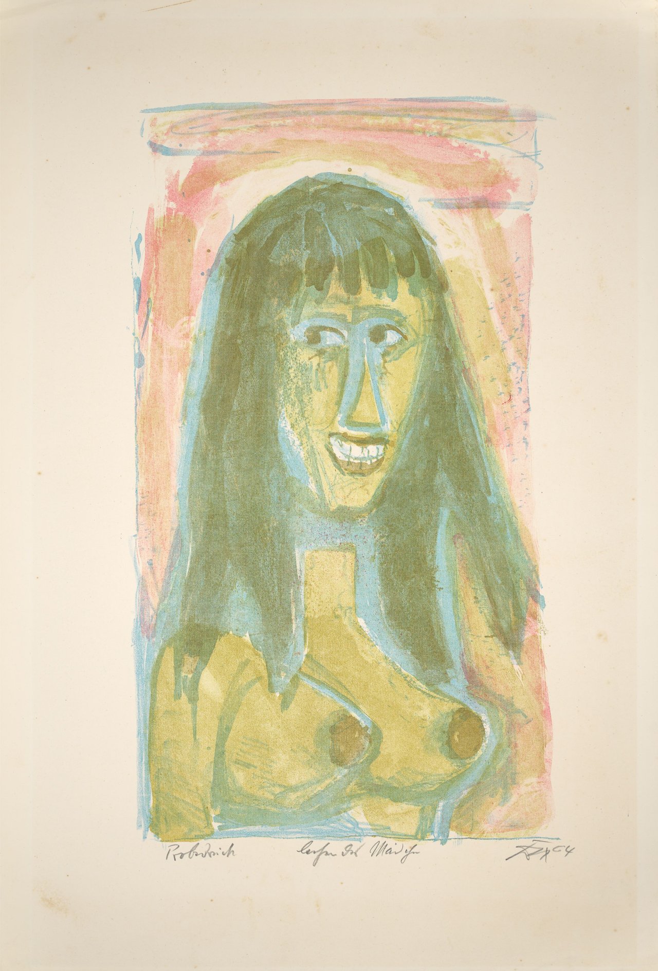 Auf diesem Bild ist das folgende Kunstwerk zu sehen: Otto Dix. „Lachendes Mädchen“. 1964.