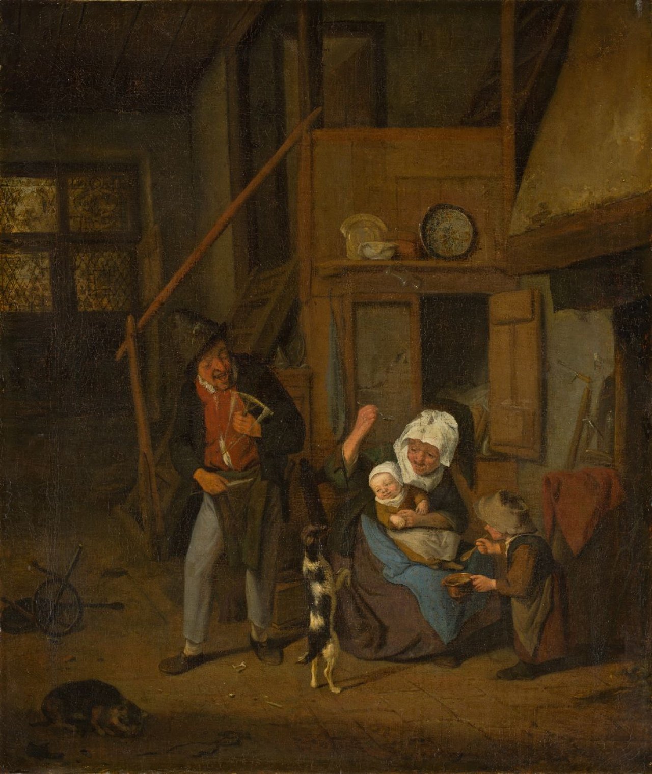 Catalog image of Bauernfamilie, die einen Hund tanzen läßt. Um 1700