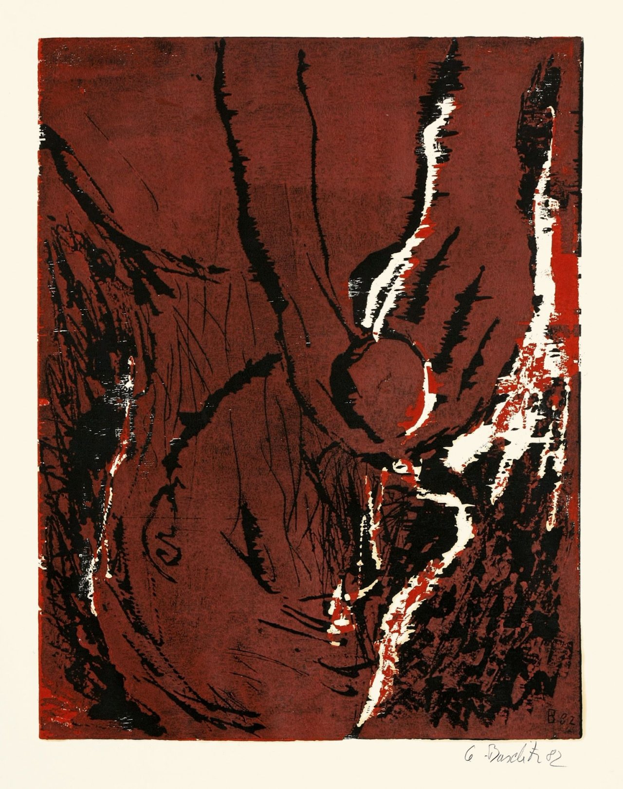 Auf diesem Bild ist das folgende Kunstwerk zu sehen: Georg Baselitz. „Profilkopf“. 1982.