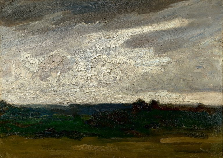 Auf diesem Bild ist das folgende Kunstwerk zu sehen: Hans am Ende. Abend im Moor.