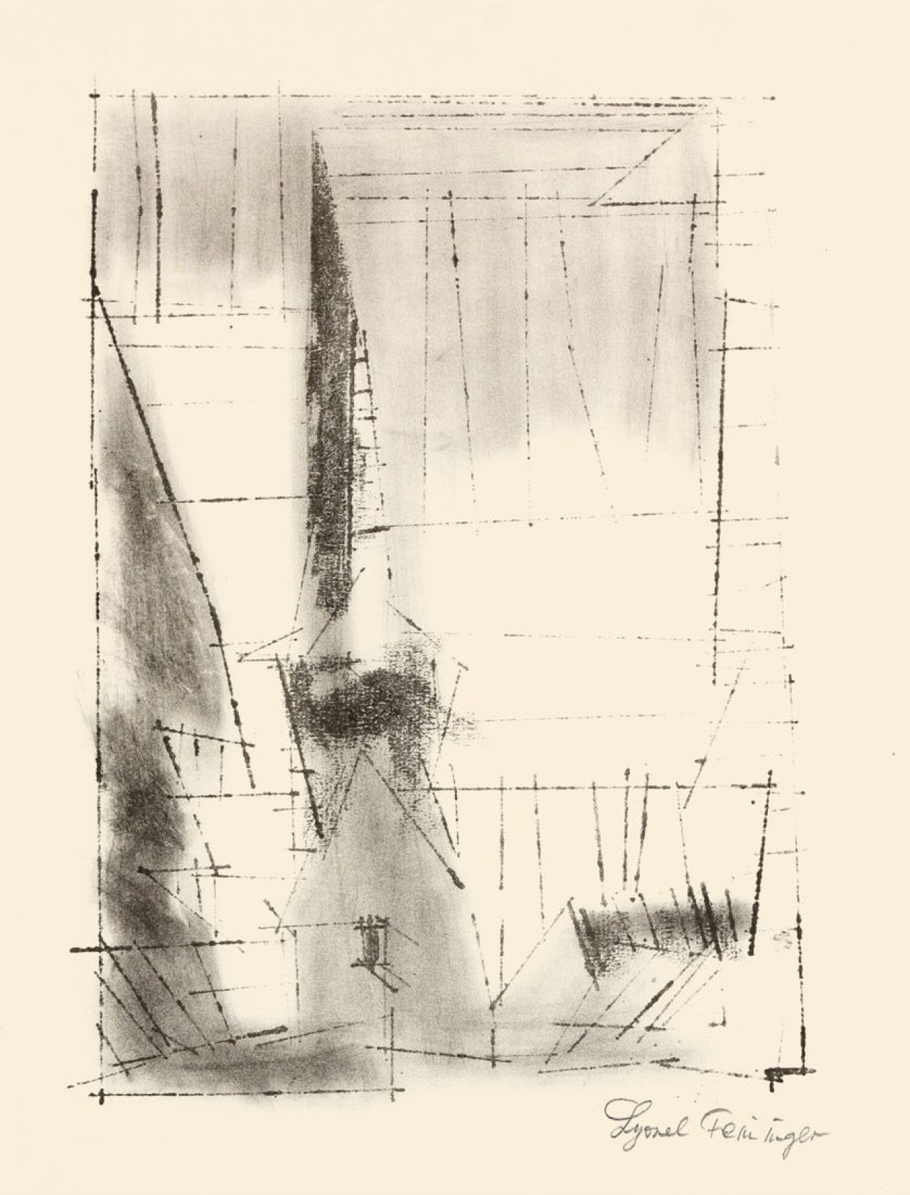 Auf diesem Bild ist das folgende Kunstwerk zu sehen: Lyonel Feininger. „Gelmeroda“. 1955.