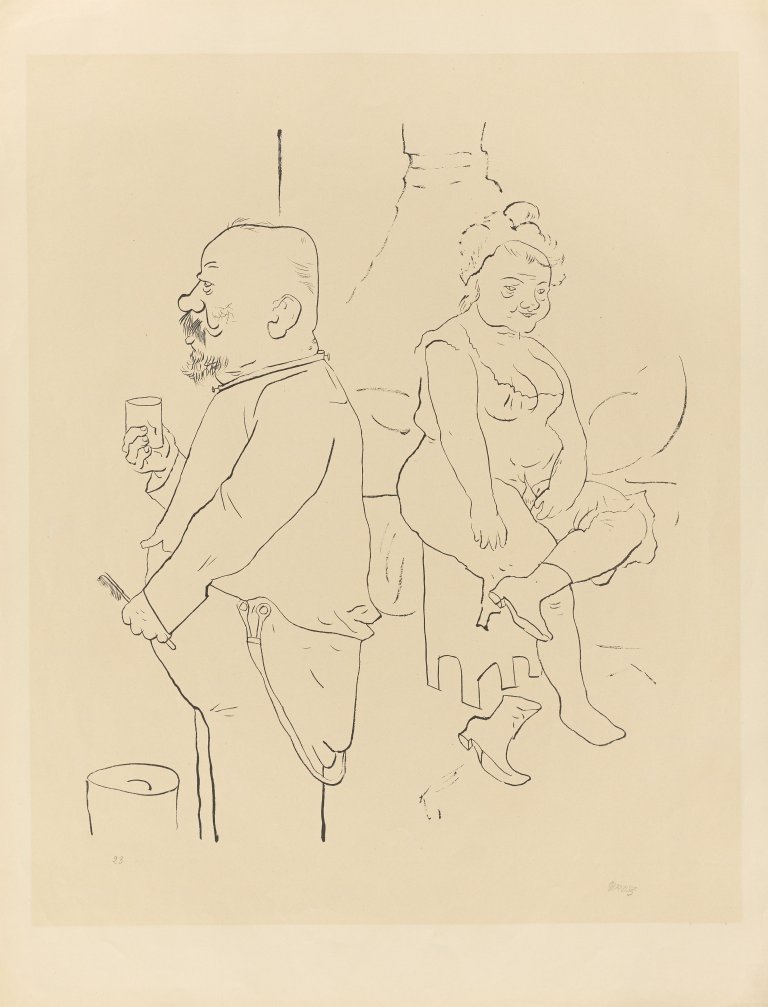 Auf diesem Bild ist das folgende Kunstwerk zu sehen: George Grosz. „Zu Hause (Pappi und Mammi)“. 1922.