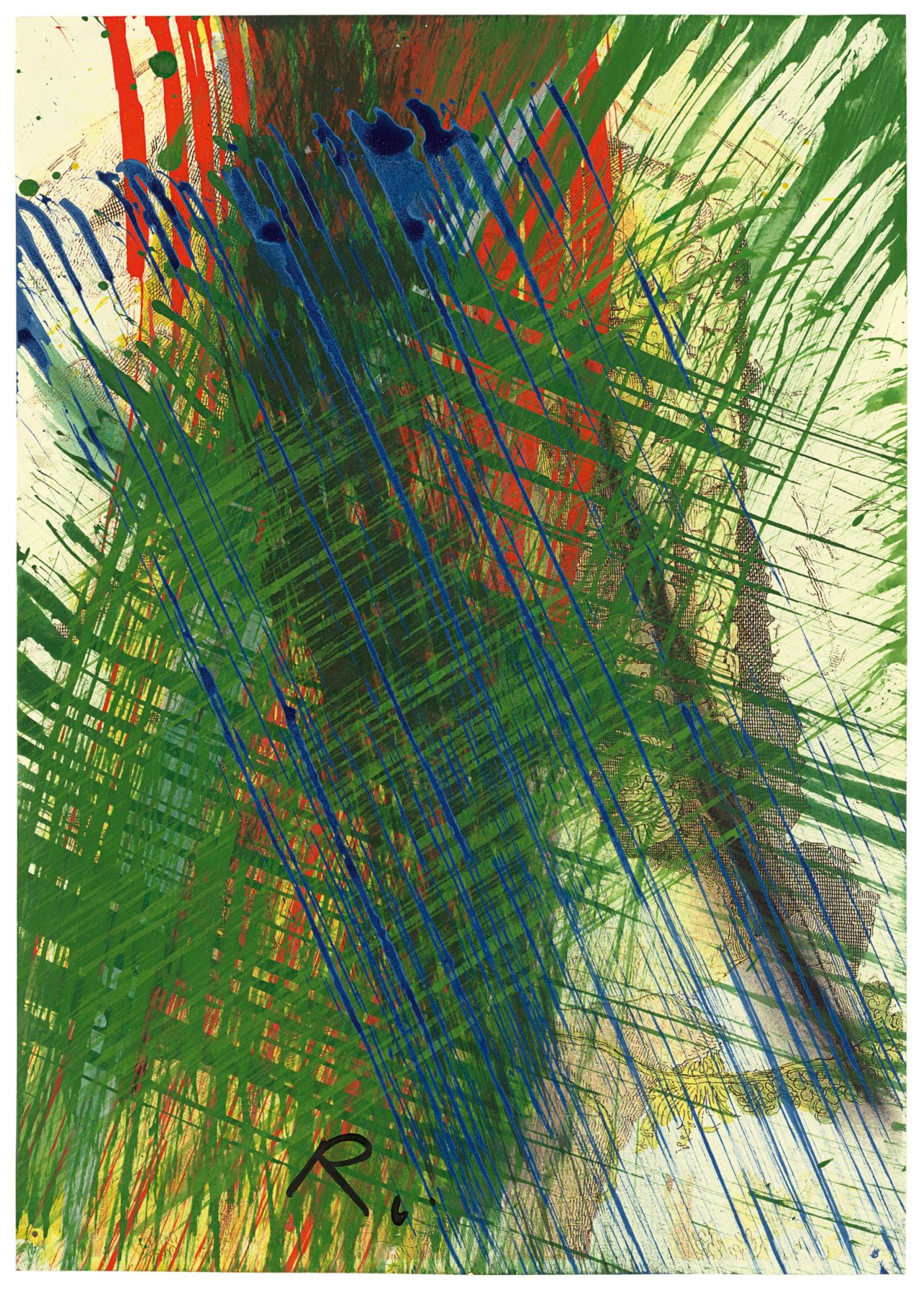 Auf diesem Bild ist das folgende Kunstwerk zu sehen: Arnulf Rainer. Ohne Titel. 2002.