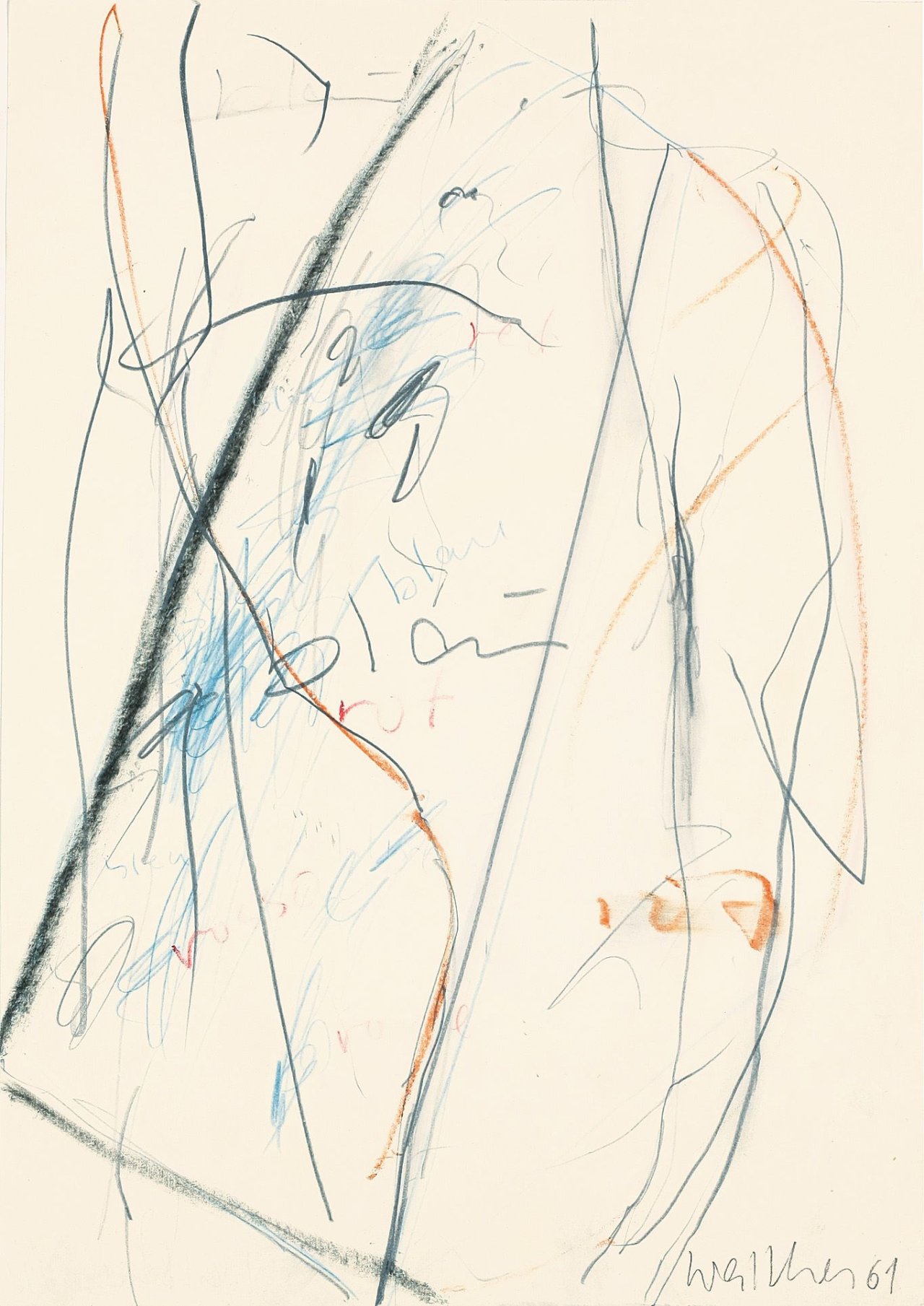 Auf diesem Bild ist das folgende Kunstwerk zu sehen: Franz Erhard Walther. Kritzelzeichnung. 1961.