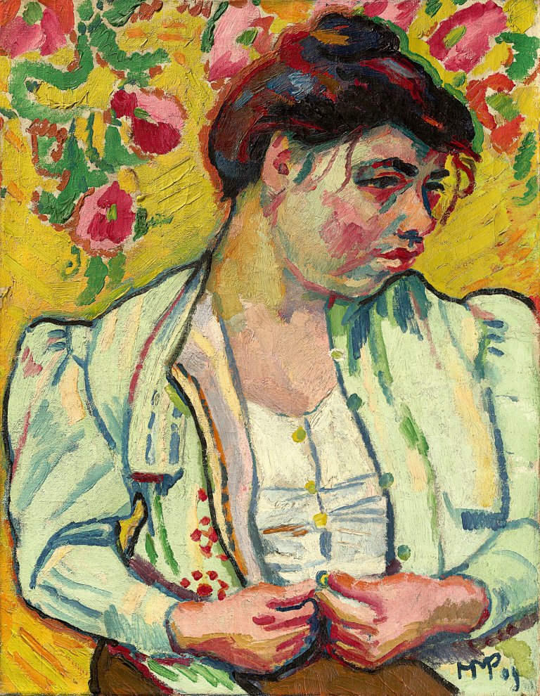 Auf diesem Bild ist das folgende Kunstwerk zu sehen: Max Pechstein. „Die hellgrüne Jacke“. 1909.