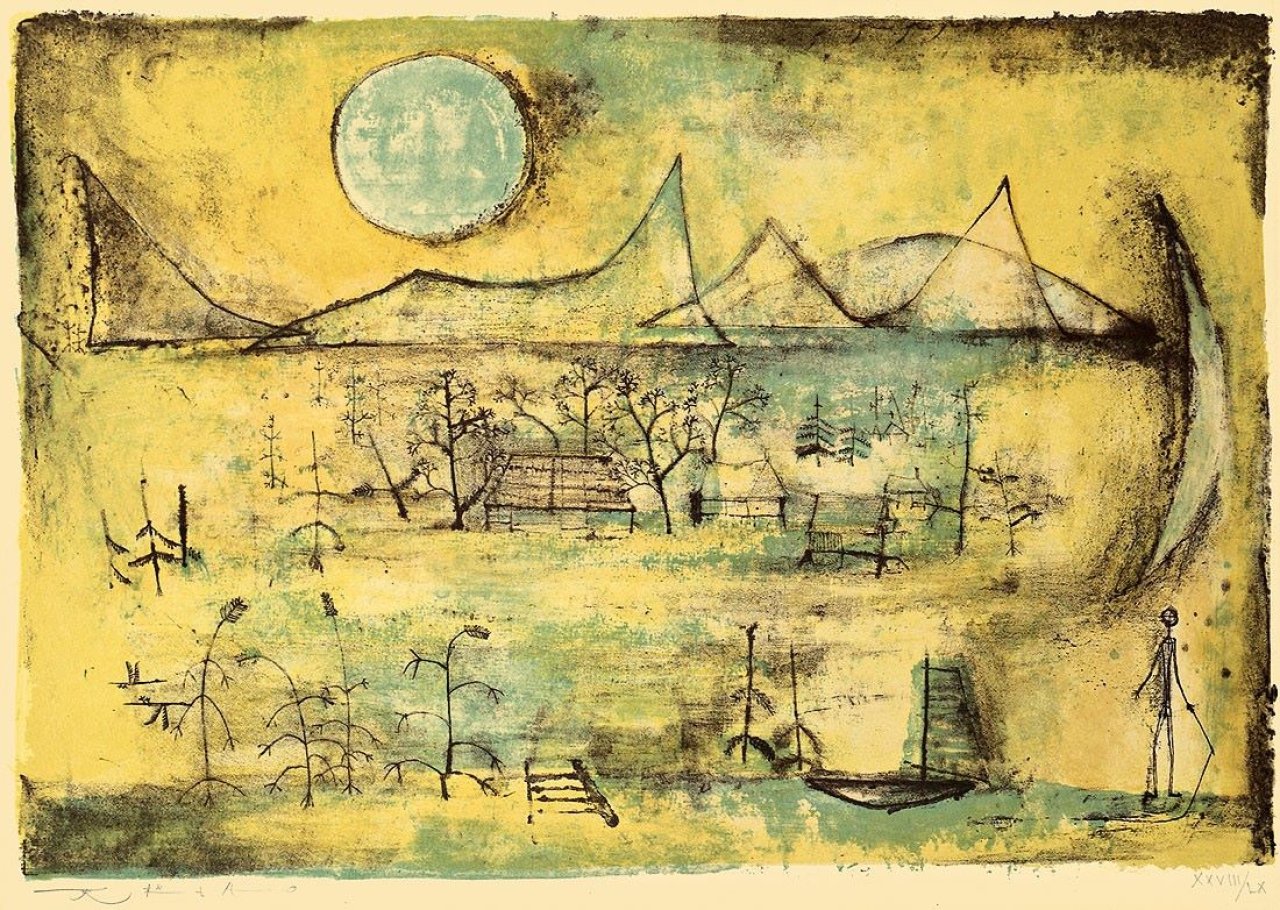 This picture shows the following artwork:  Zao Wou-Ki. „Montagnes et Soleil“. 1951.