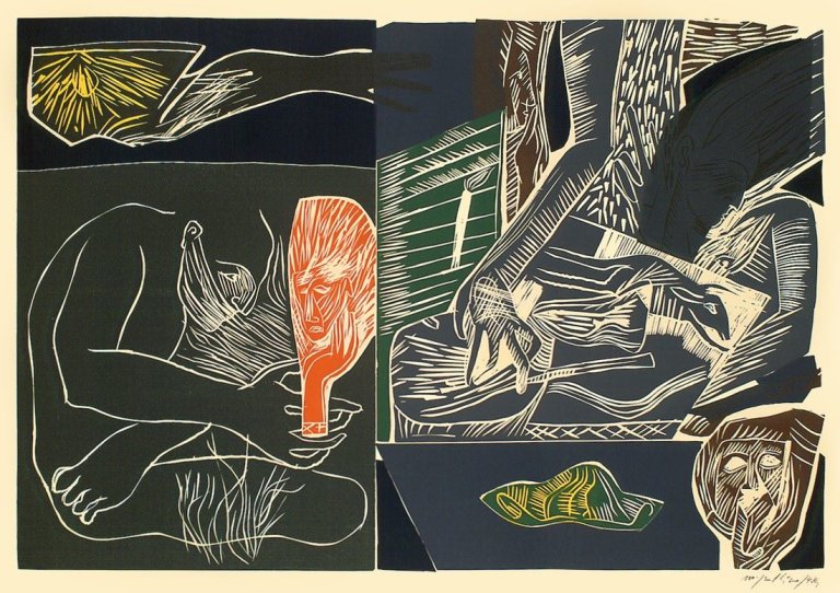 Auf diesem Bild ist das folgende Kunstwerk zu sehen: Mimmo Paladino. „Dedalus“. 1984.