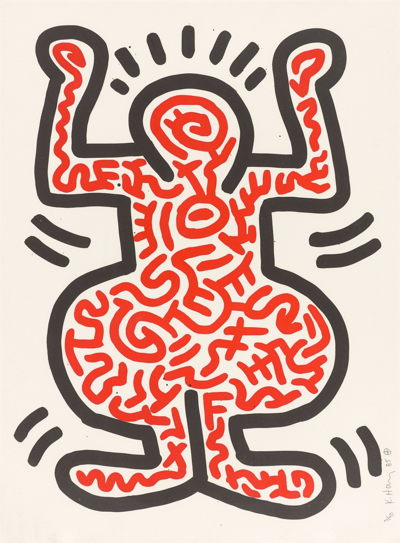 Auf diesem Bild ist das folgende Kunstwerk zu sehen: Keith Haring. „Ludo I“. 1985.