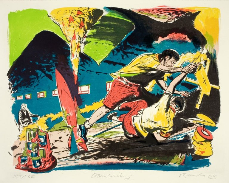 Auf diesem Bild ist das folgende Kunstwerk zu sehen: Neo Rauch. „Überwindung“. 2005.