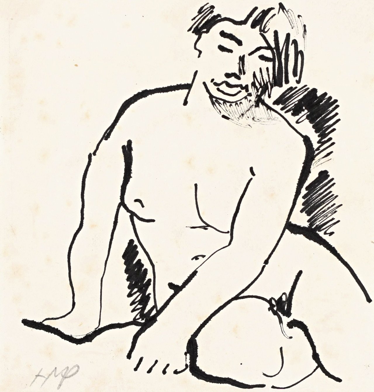 Auf diesem Bild ist das folgende Kunstwerk zu sehen: Max Pechstein. Sitzender weiblicher Akt.