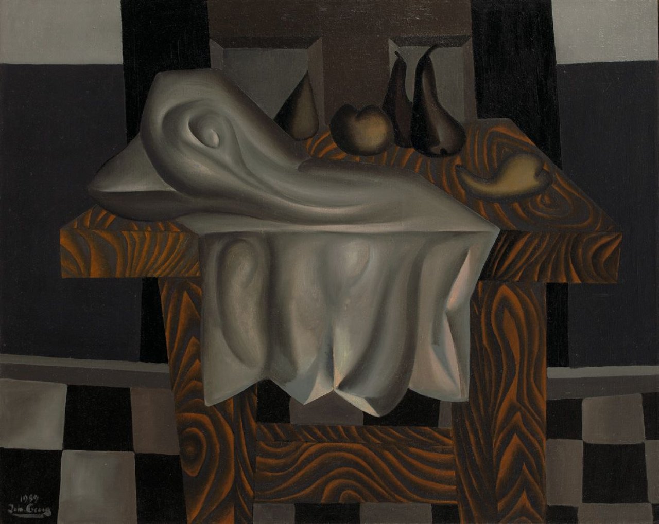 Auf diesem Bild ist das folgende Kunstwerk zu sehen: Johann Georg Müller. „Stilleben mit Birnen“. 1959.
