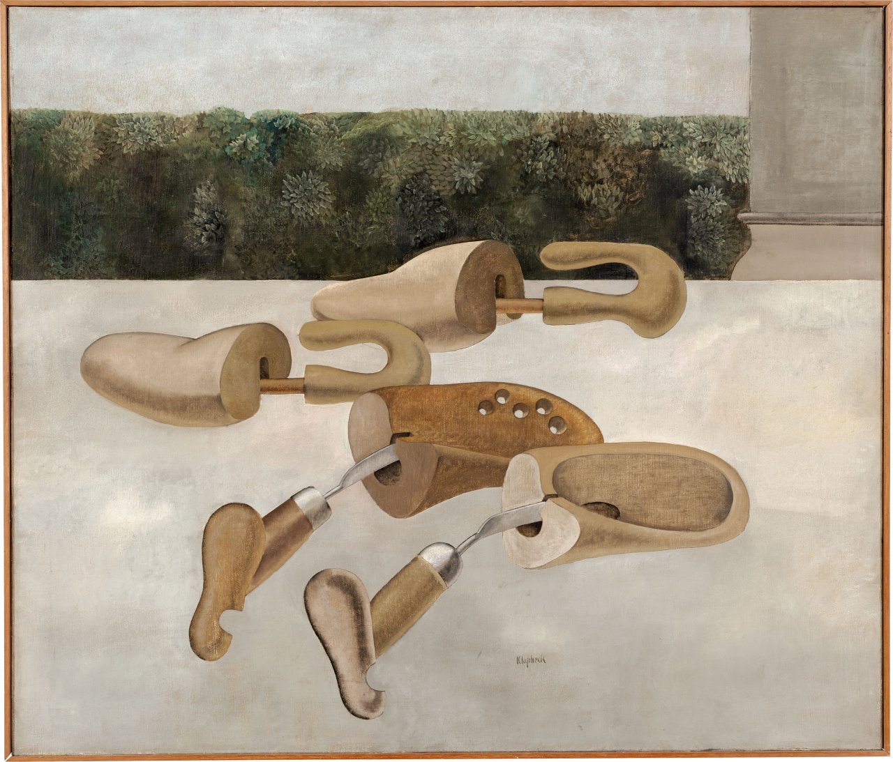 Auf diesem Bild ist das folgende Kunstwerk zu sehen: Konrad Klapheck. „Doppelhochzeit“. 1956.