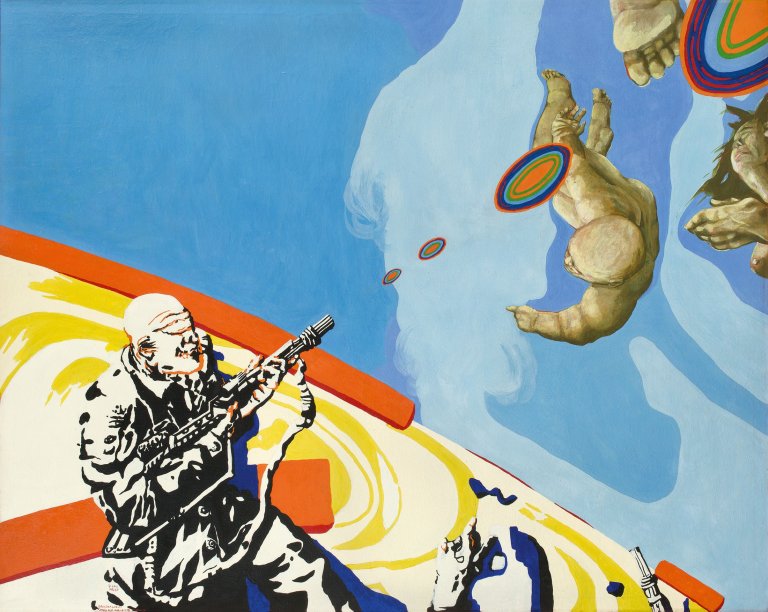 Auf diesem Bild ist das folgende Kunstwerk zu sehen: Uwe Lausen. „Jagd auf das letzte Fleisch“. 1967.