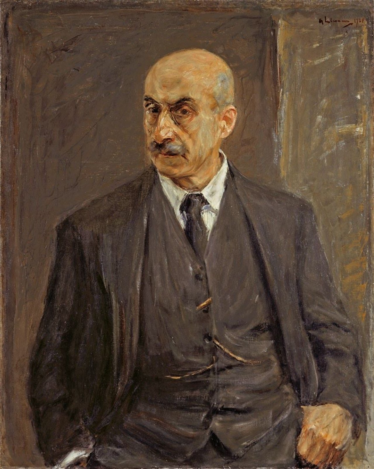 This picture shows the following artwork: Max Liebermann. „Selbstbildnis im Anzug, Halbfigur en face“. 1921.