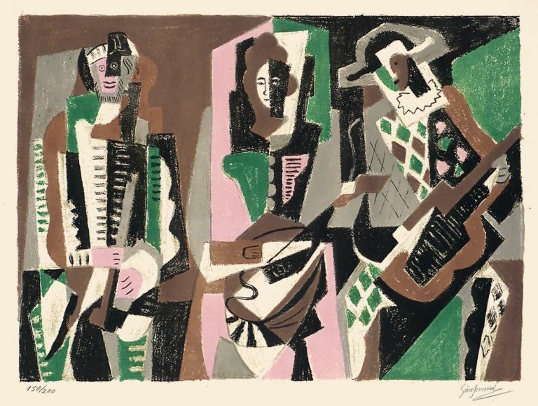 This picture shows the following artwork: Gino Severini. Le Concert. 1955.