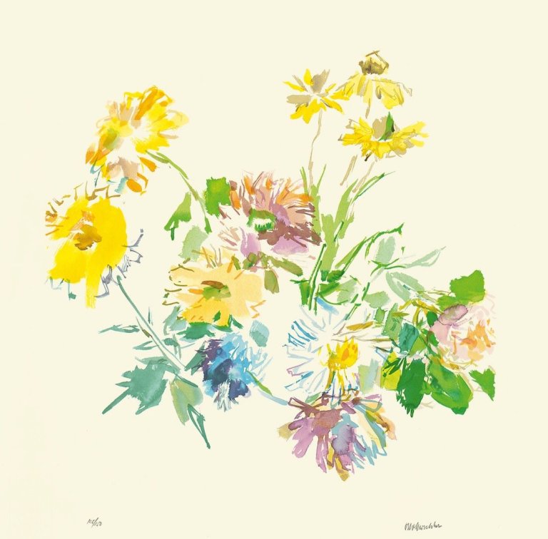 Auf diesem Bild ist das folgende Kunstwerk zu sehen: Oskar Kokoschka. „Herbstblumen“. 1975.