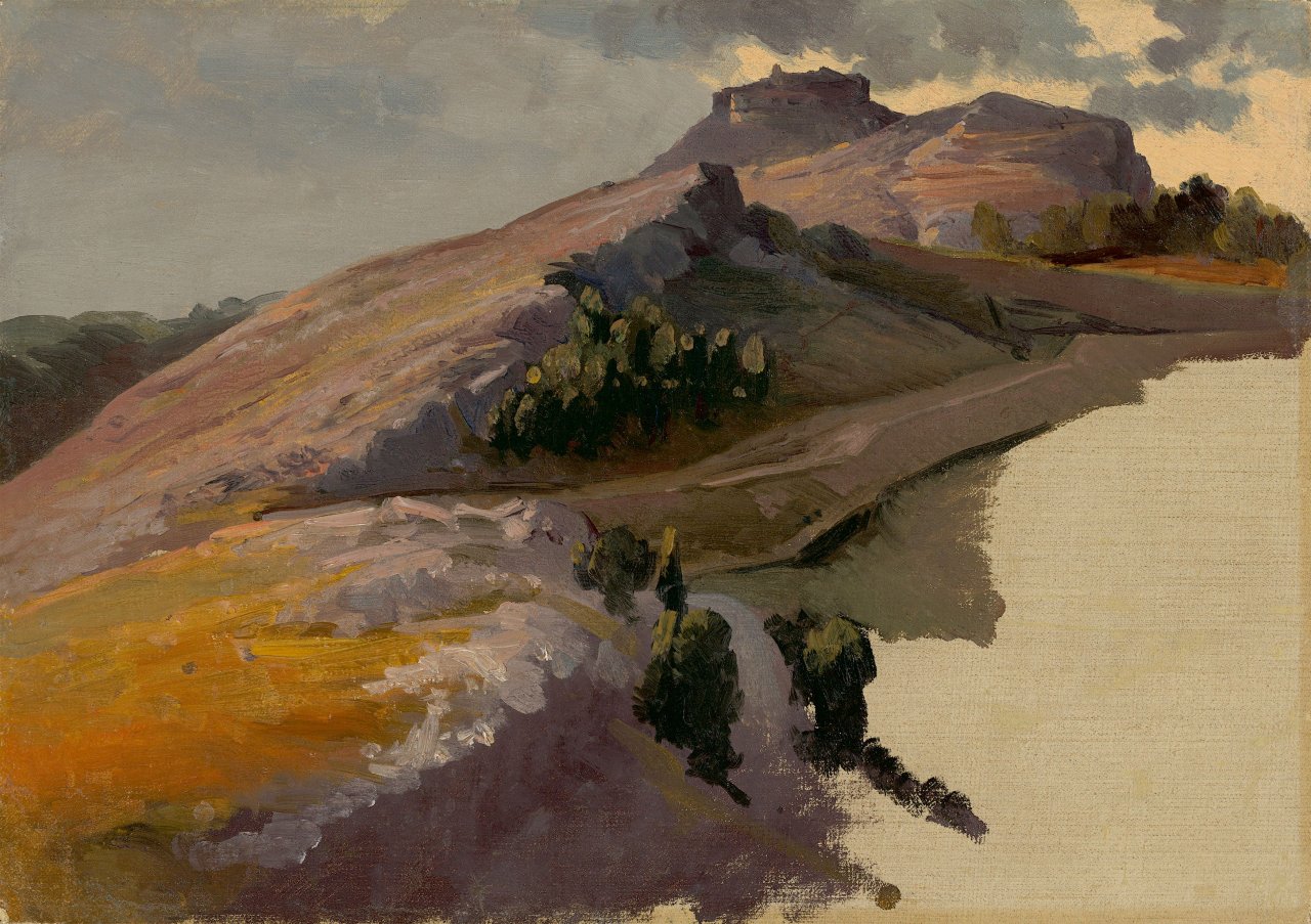Auf diesem Bild ist das folgende Kunstwerk zu sehen: Carl Wilhelm Müller (?). Blick auf Civitella.