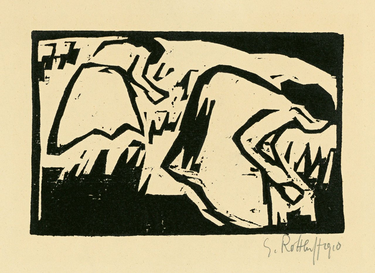 Auf diesem Bild ist das folgende Kunstwerk zu sehen: Karl Schmidt-Rottluff. „Blumenpflückende Frauen“. 1911.