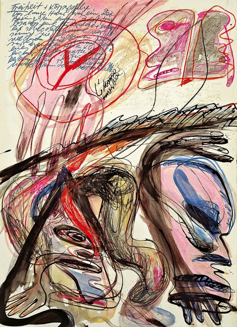 Auf diesem Bild ist das folgende Kunstwerk zu sehen: Walter Stöhrer. Aus der Serie: „Zum Kopf des Vitus Behring“. 1975.