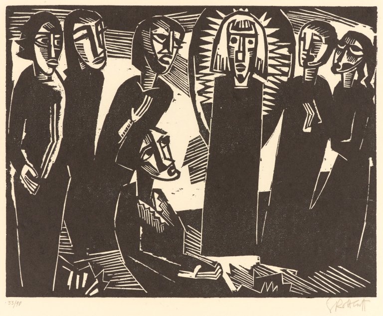 Auf diesem Bild ist das folgende Kunstwerk zu sehen: Karl Schmidt-Rottluff. „Christus unter den Frauen“. 1919/1964/74.