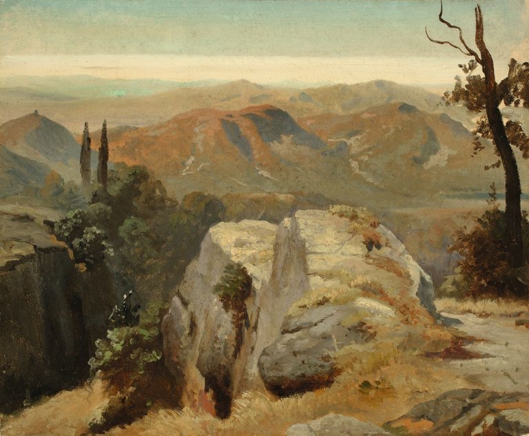 Auf diesem Bild ist das folgende Kunstwerk zu sehen: Oswald Achenbach. Studie aus Oberitalien. 1845.