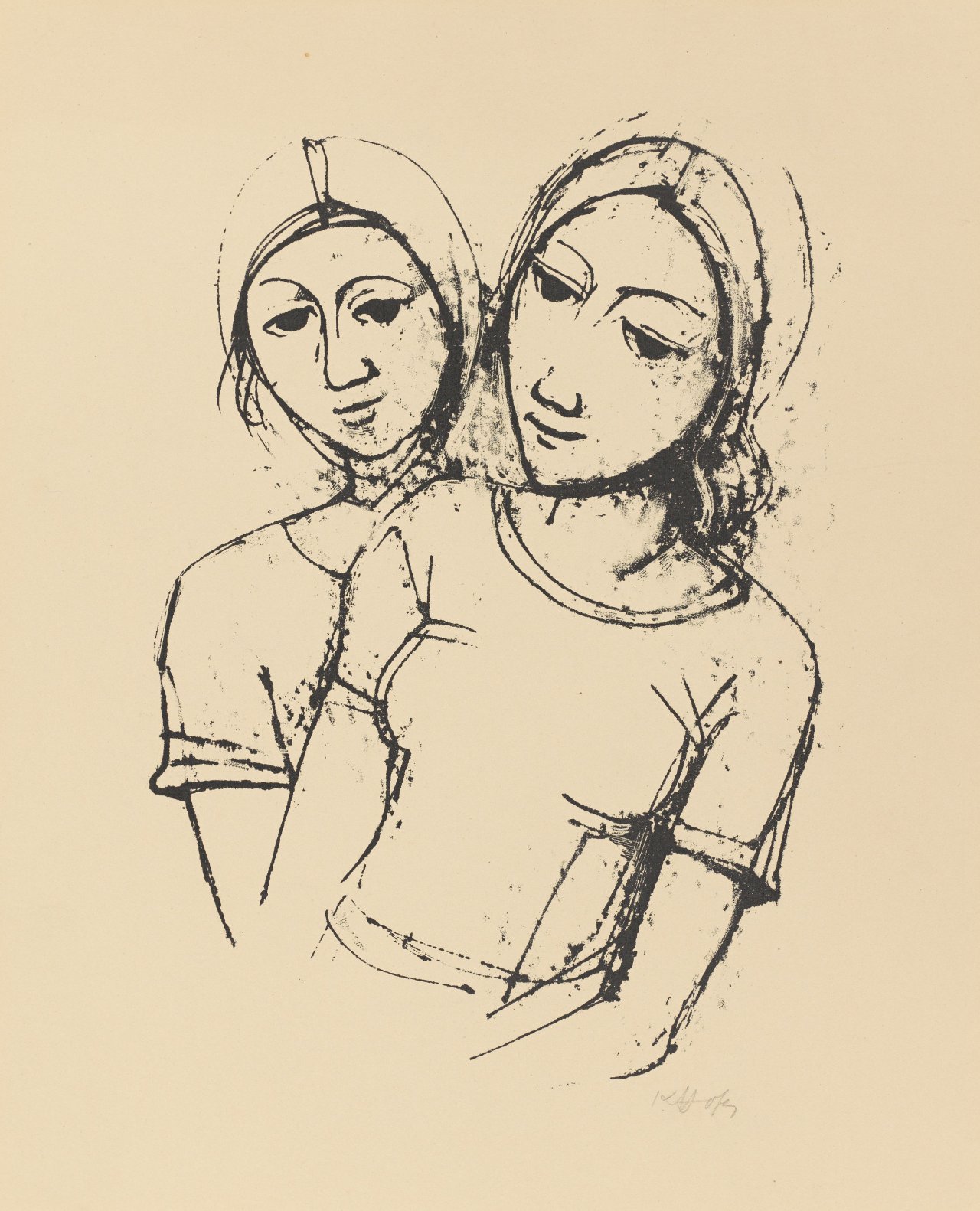Auf diesem Bild ist das folgende Kunstwerk zu sehen: Karl Hofer. „Junge Mädchen“. Um 1947.