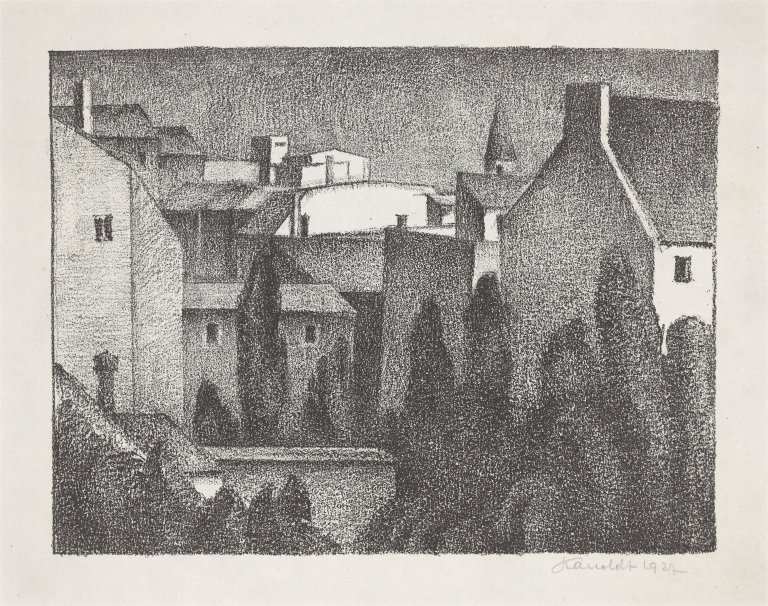 Auf diesem Bild ist das folgende Kunstwerk zu sehen: Alexander Kanoldt. „Aus Schwabing“. 1927.