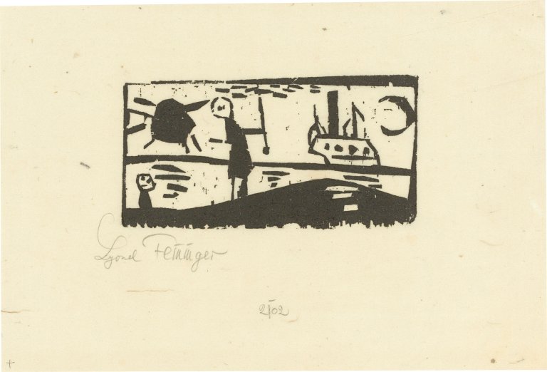 Auf diesem Bild ist das folgende Kunstwerk zu sehen: Lyonel Feininger. „Schiff mit Sonne und Mond“. 1921.