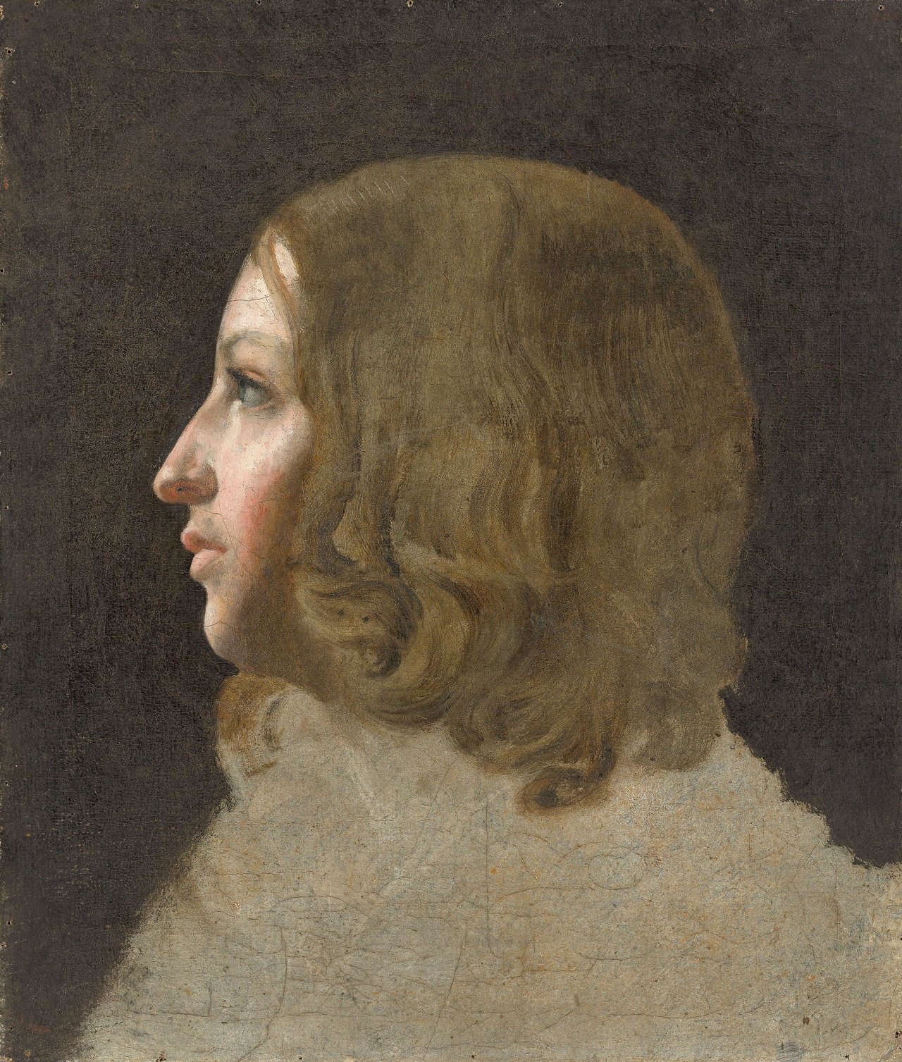 Auf diesem Bild ist das folgende Kunstwerk zu sehen:  Deutsch, um 1830. Porträtstudie.