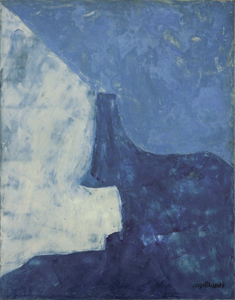 Auf diesem Bild ist das folgende Kunstwerk zu sehen: Serge Poliakoff. "Bleu et Blanc". 1961.