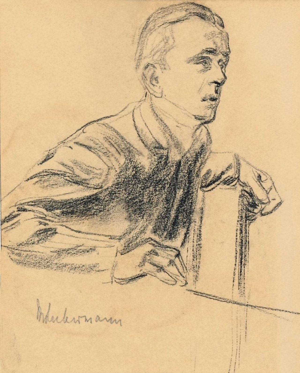 This picture shows the following artwork: Max Liebermann. Kurt Riezler (Schwiegersohn des Künstlers)?. Circa 1925.