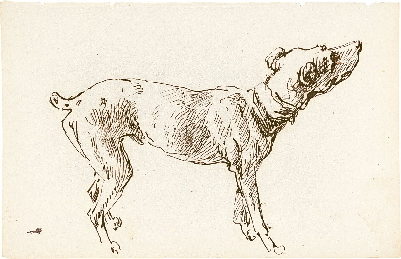 Auf diesem Bild ist das folgende Kunstwerk zu sehen: Johann Georg von Dillis. Der Hund Pertrix.