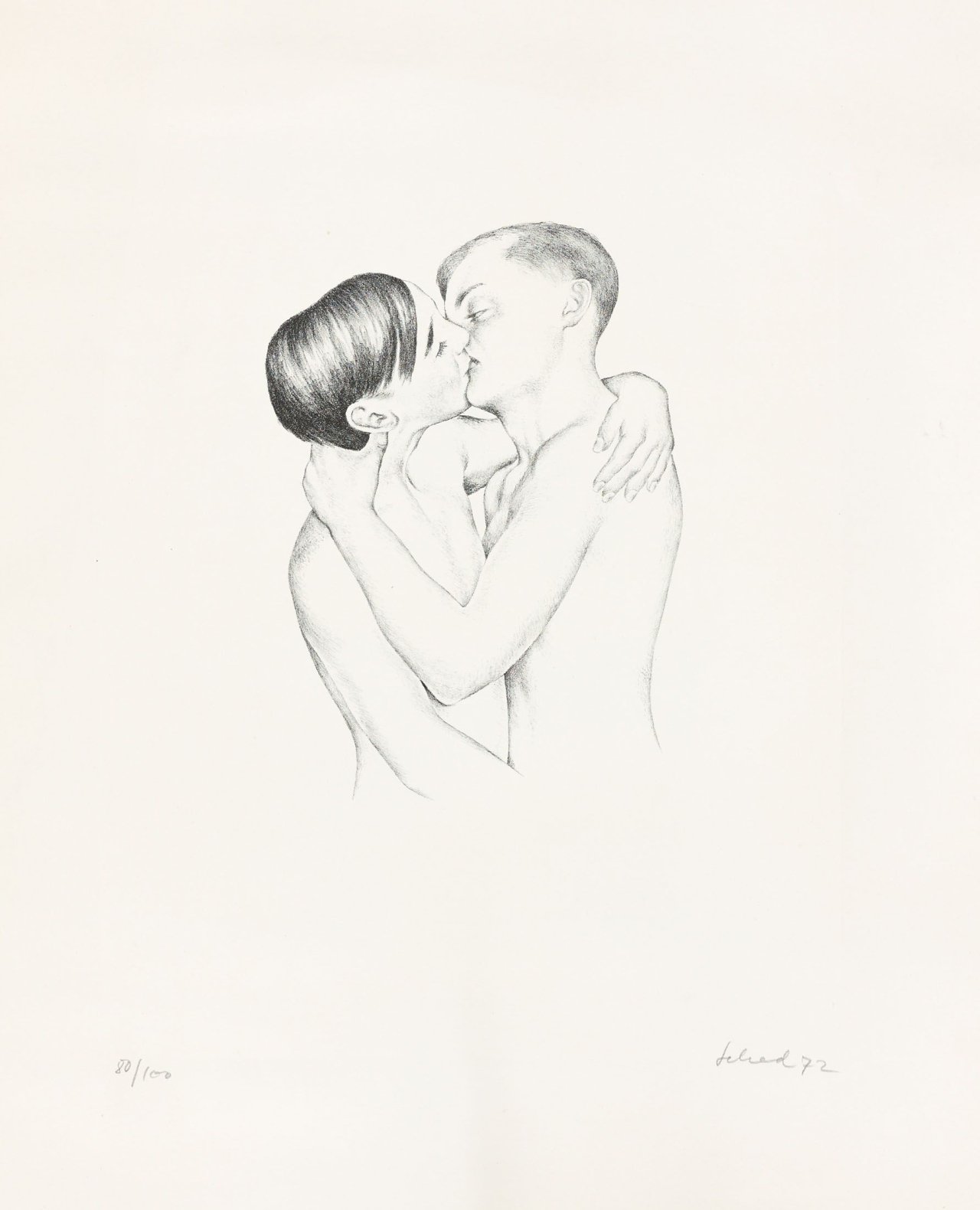 Auf diesem Bild ist das folgende Kunstwerk zu sehen: Christian Schad. Liebende Knaben. 1972.