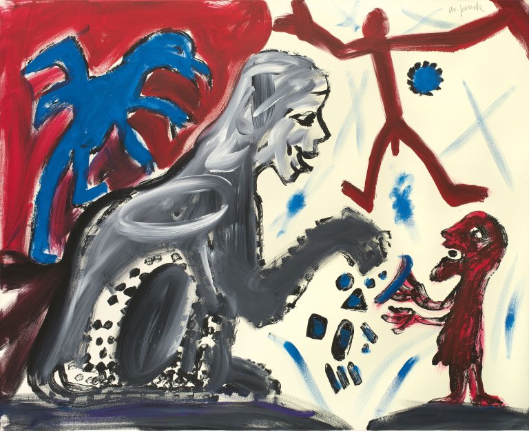 Auf diesem Bild ist das folgende Kunstwerk zu sehen: A.R. Penck. „Folge und Konsequenz“. 1991.