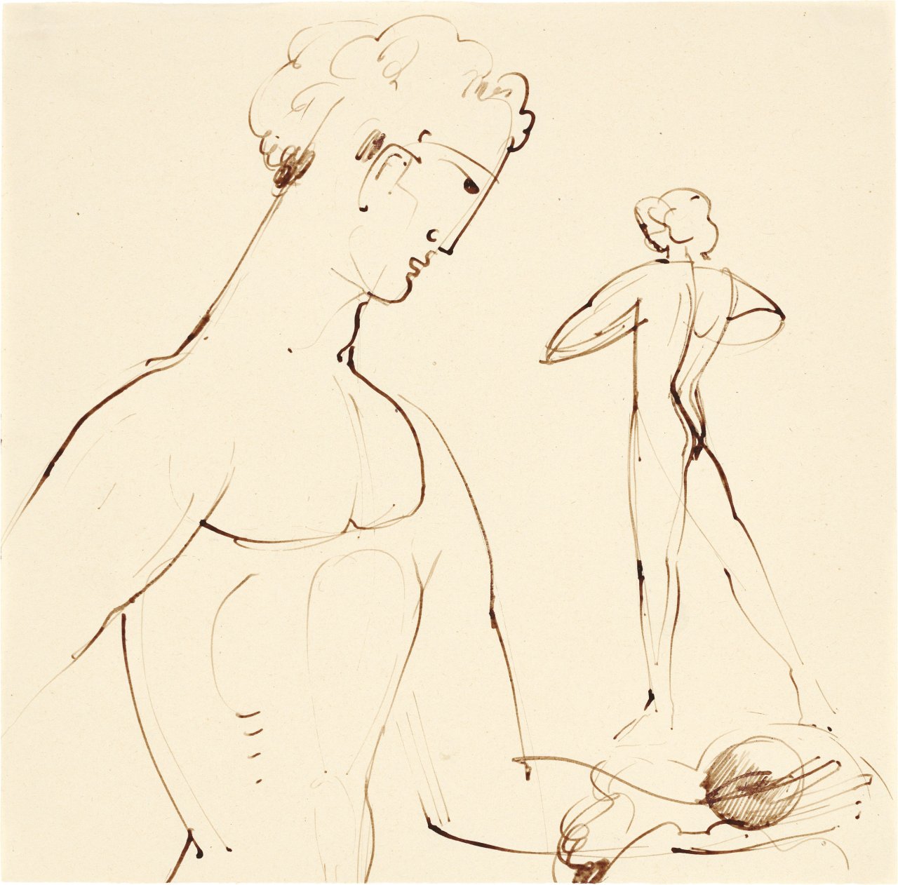 This picture shows the following artwork: Oskar Schlemmer. ”Boschentwürfe”. 1939.