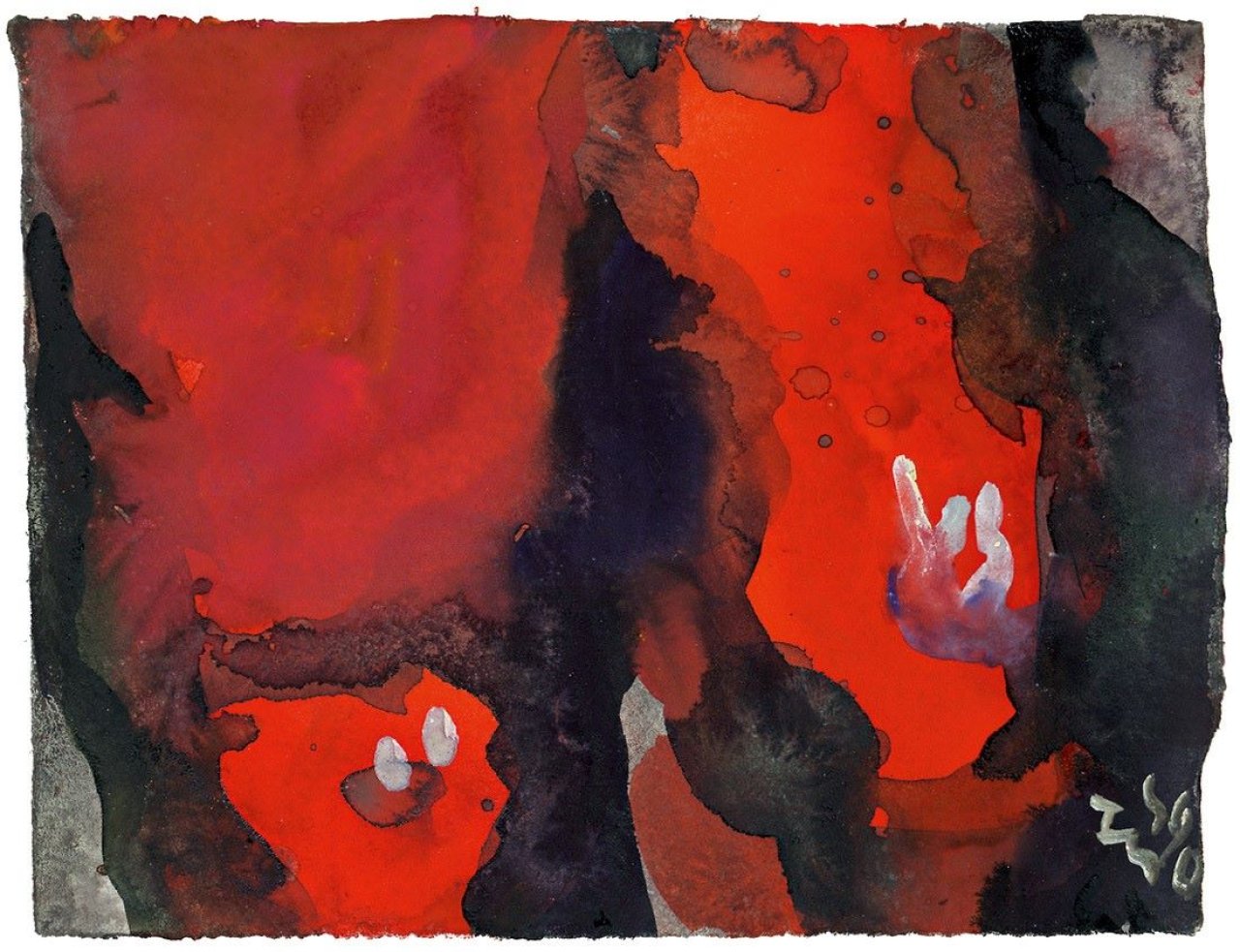 This picture shows the following artwork: Klaus Fußmann. Rote Blüten. 1990.