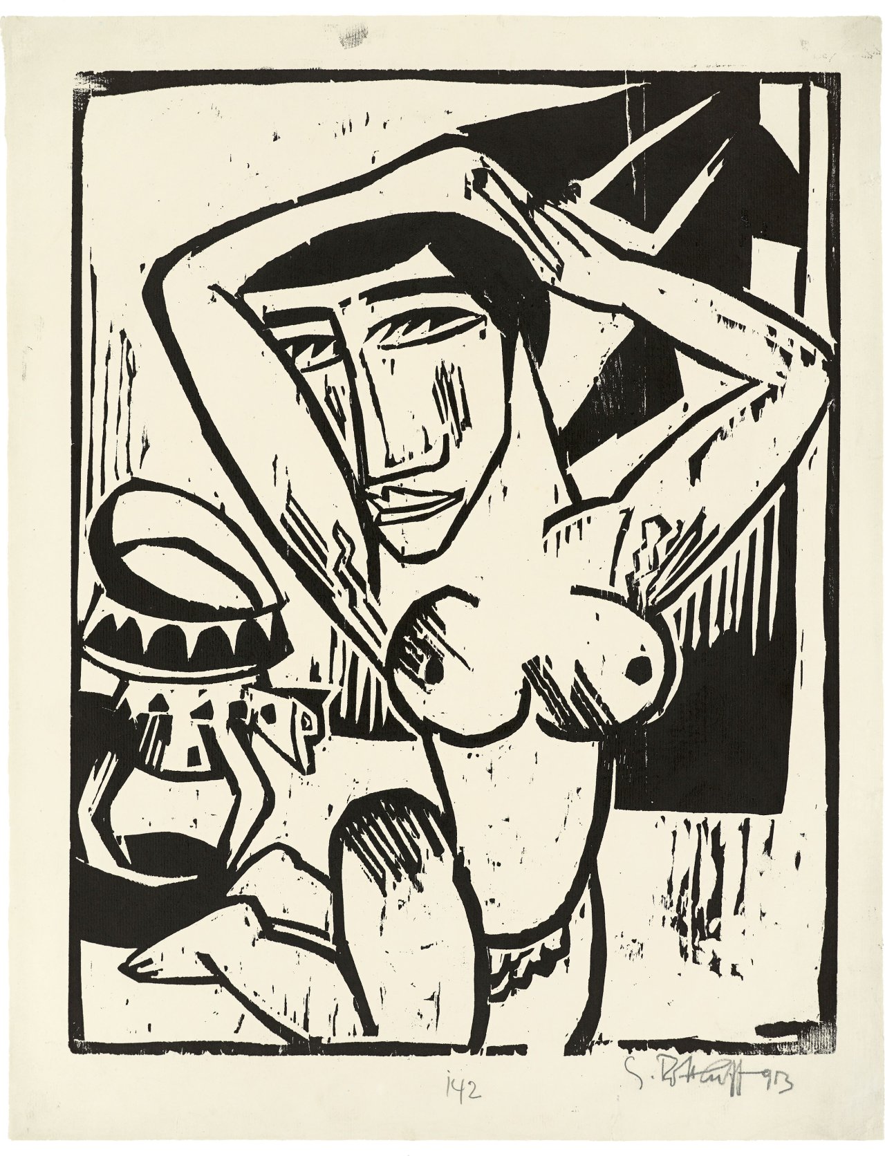 Auf diesem Bild ist das folgende Kunstwerk zu sehen: Karl Schmidt-Rottluff. „Kniende“. 1914.
